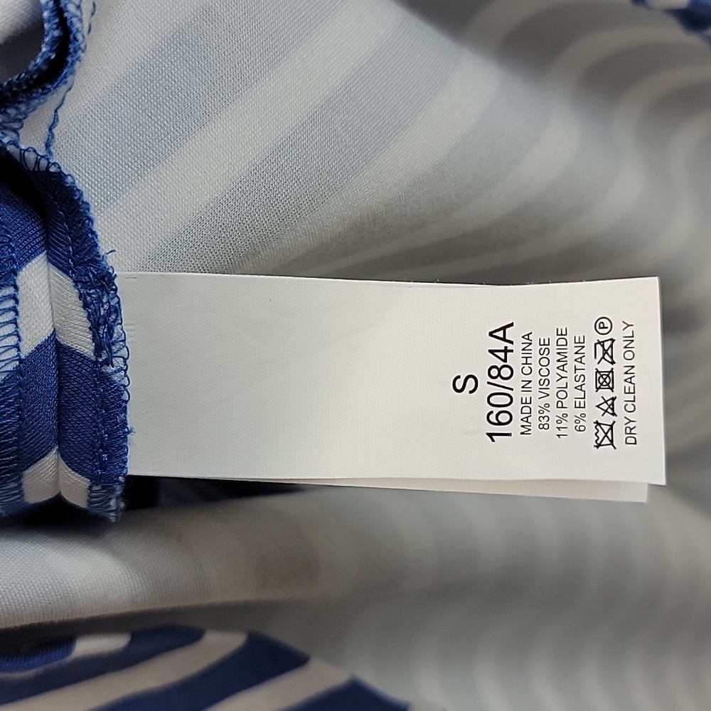 KATE SPADE BLUE / WHITE STRIPED CAP SLEEVE MINI DRESS SIZE SMALL - Picture 11 of 13